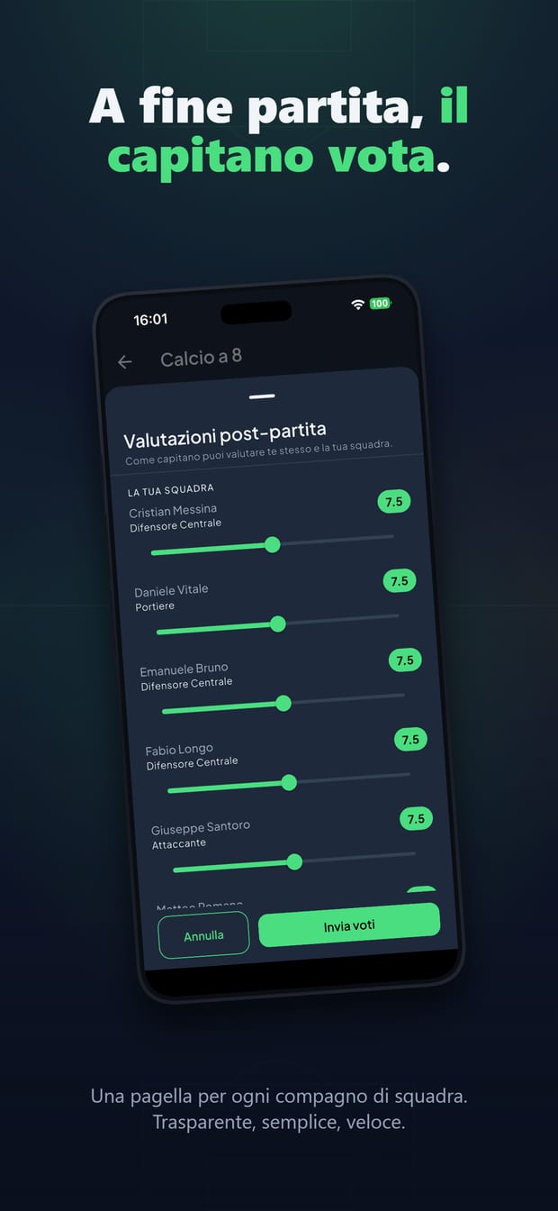 Vota i compagni a fine partita